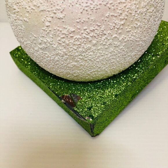 Vintage Christmas Shimmery Snowman Weighted Stocking Holder Mantel Decor - Picture 10 of 11